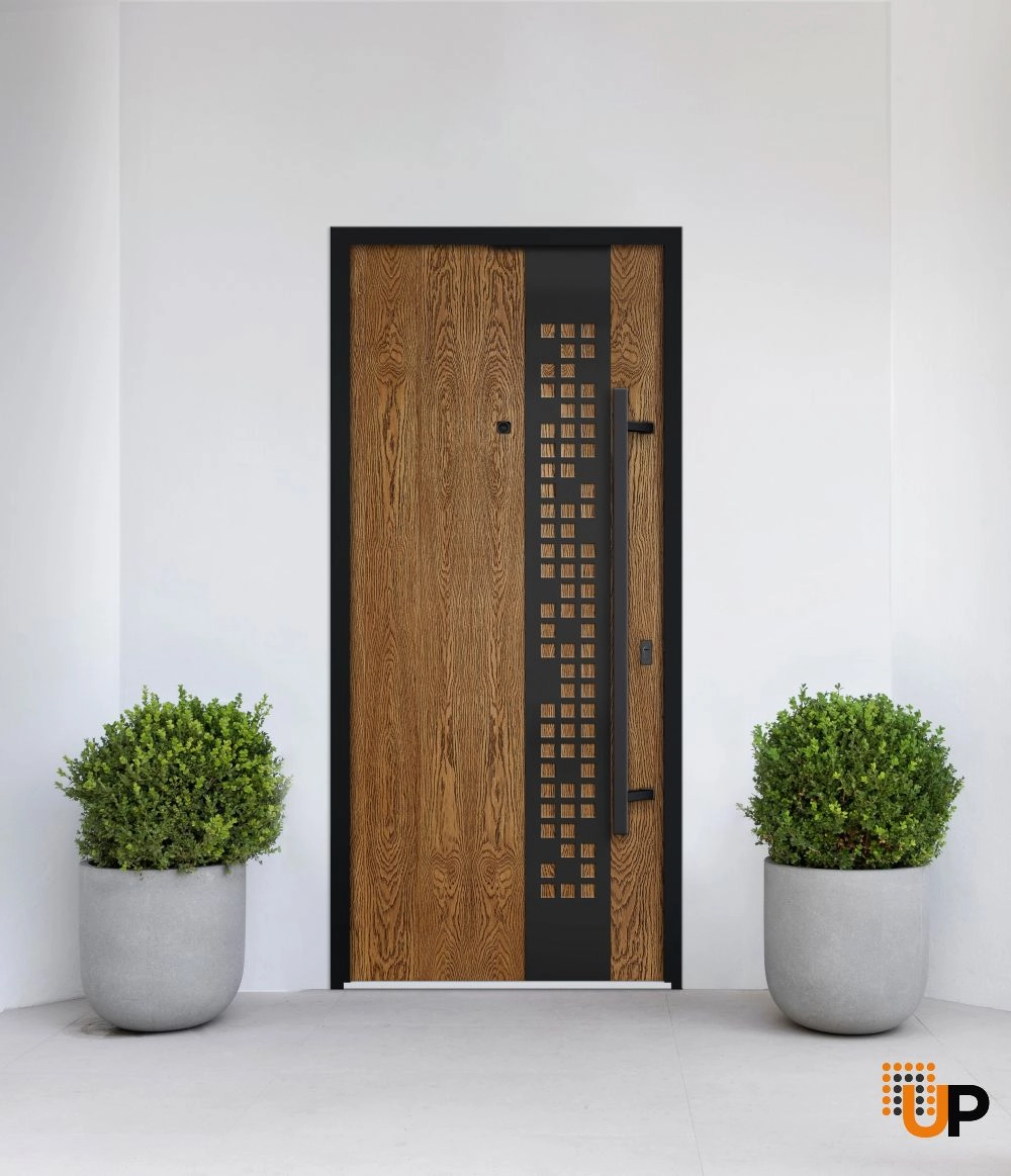 Single swing metal-aluminum modern exterior door | Deux 6678 Oak | 36 x 80 photo#3