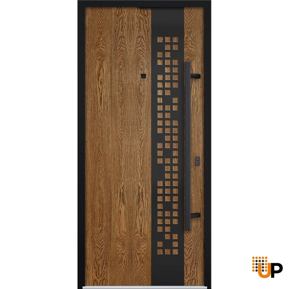 Single swing metal-aluminum modern exterior door | Deux 6678 Oak | 36 x 80 photo#1