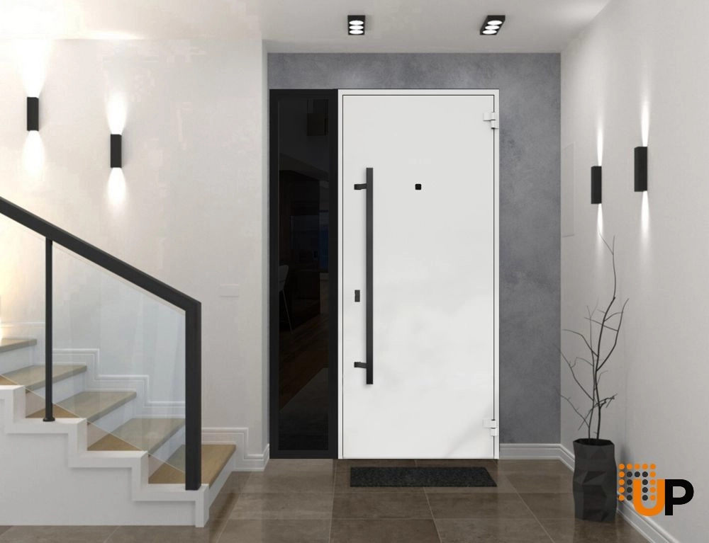 Single swing metal-aluminum modern exterior door | Deux 6678 Oak | 48 x 80 photo#4