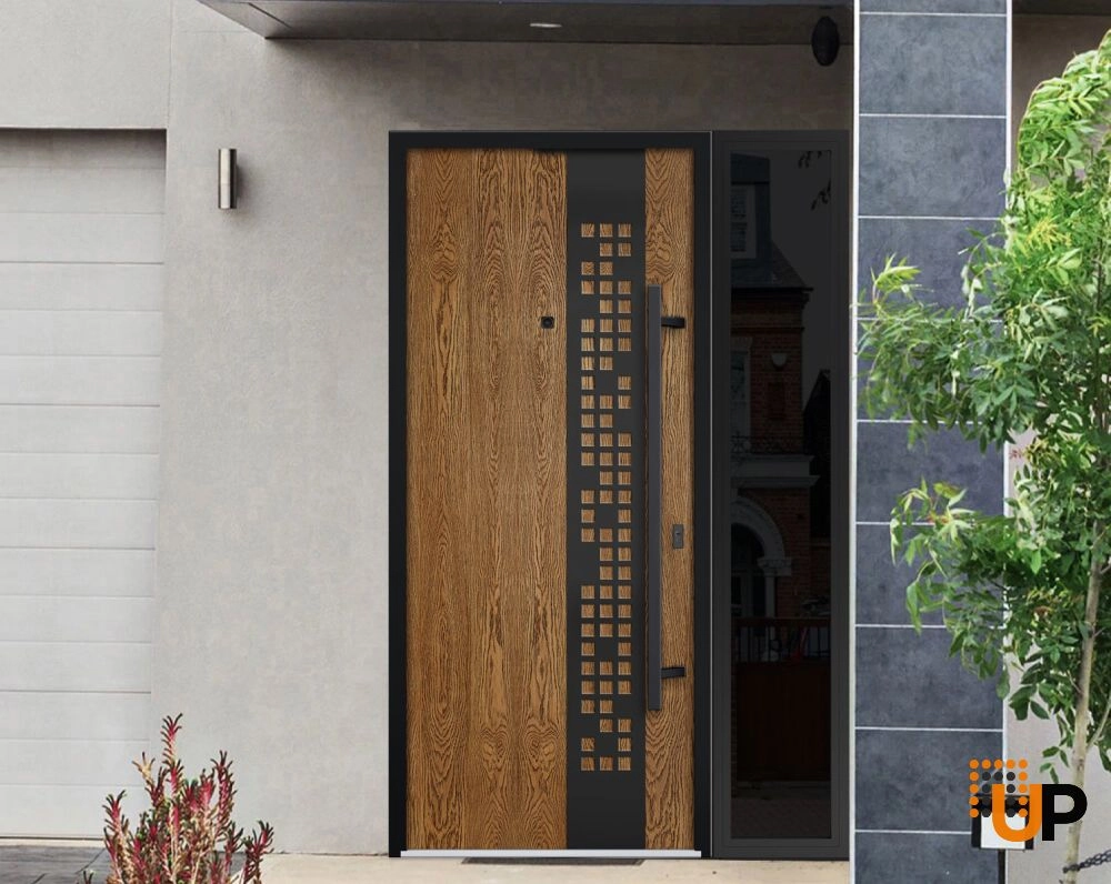 Single swing metal-aluminum modern exterior door | Deux 6678 Oak | 48 x 80 photo#3