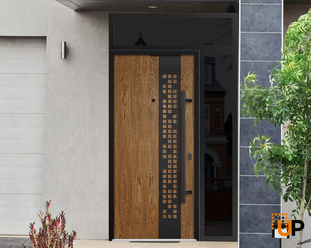 Single swing metal-aluminum modern exterior door | Deux 6678 Oak | 48 x 96 photo#3