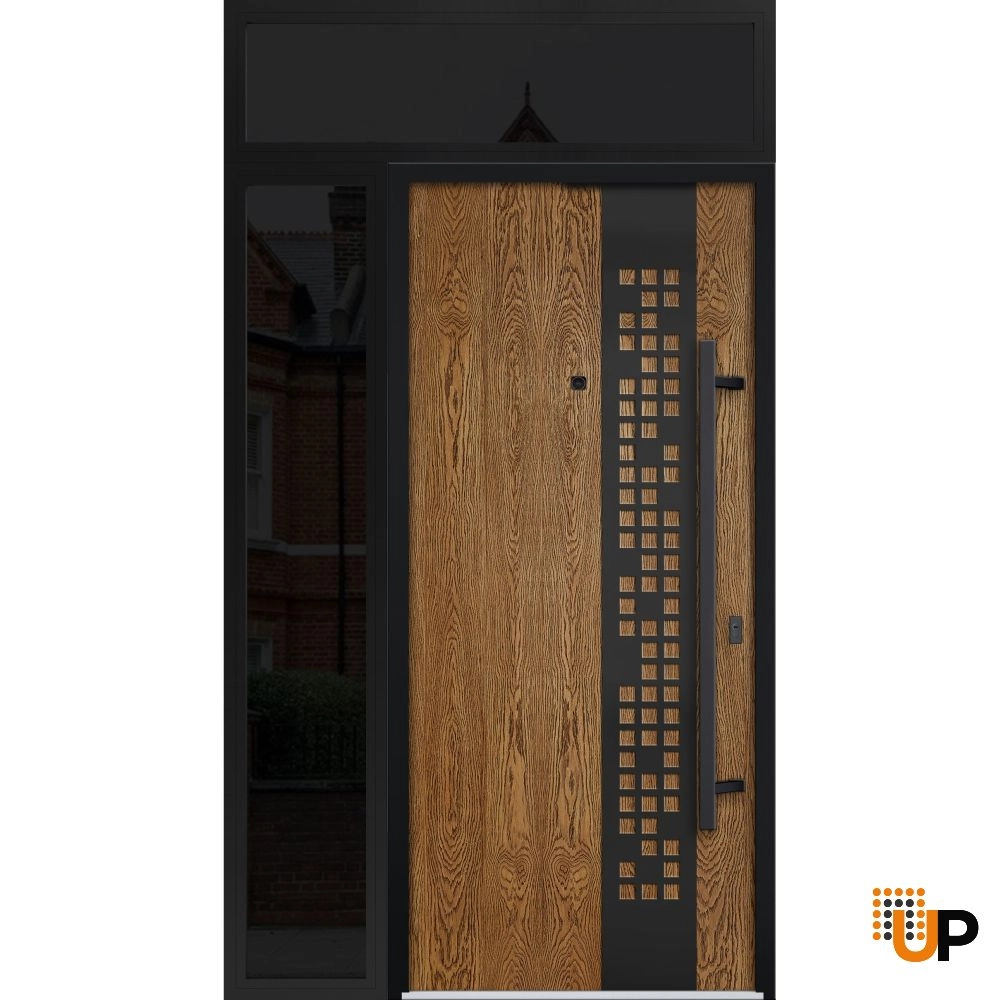 Single swing metal-aluminum modern exterior door | Deux 6678 Oak | 48 x 96 photo#1