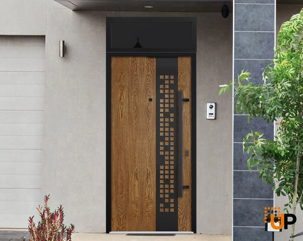 Single swing metal-aluminum modern exterior door | Deux 6678 Oak | 36 x 96 photo#3