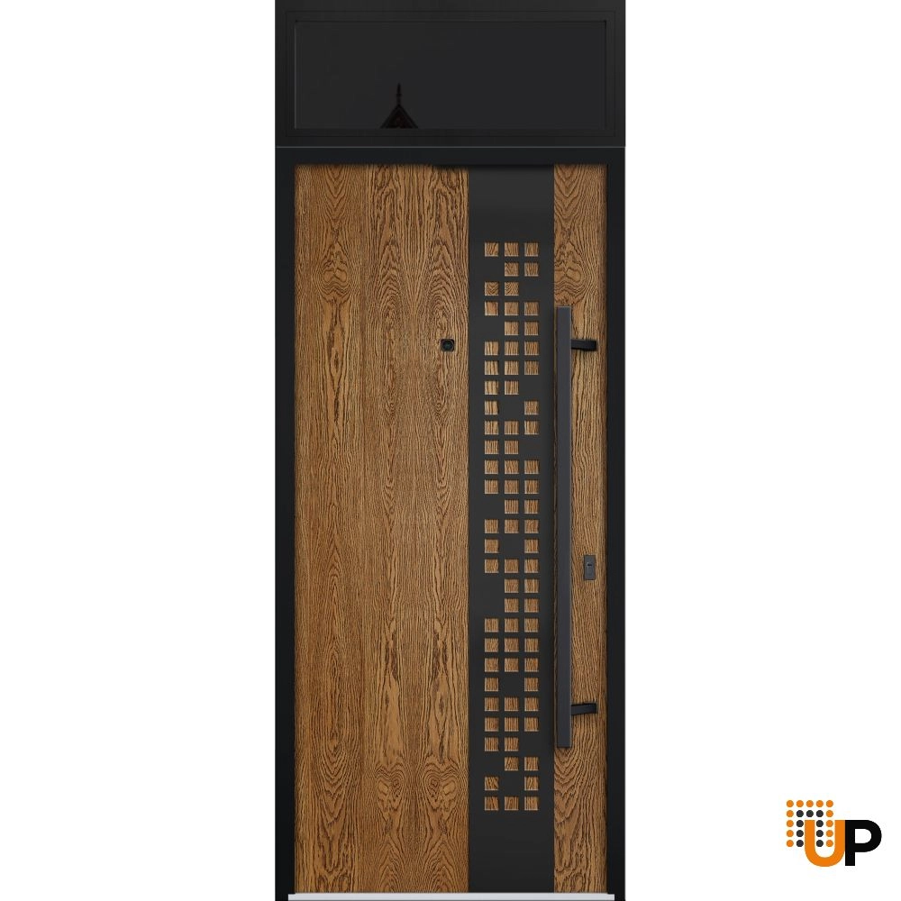 Single swing metal-aluminum modern exterior door | Deux 6678 Oak | 36 x 96 photo#1