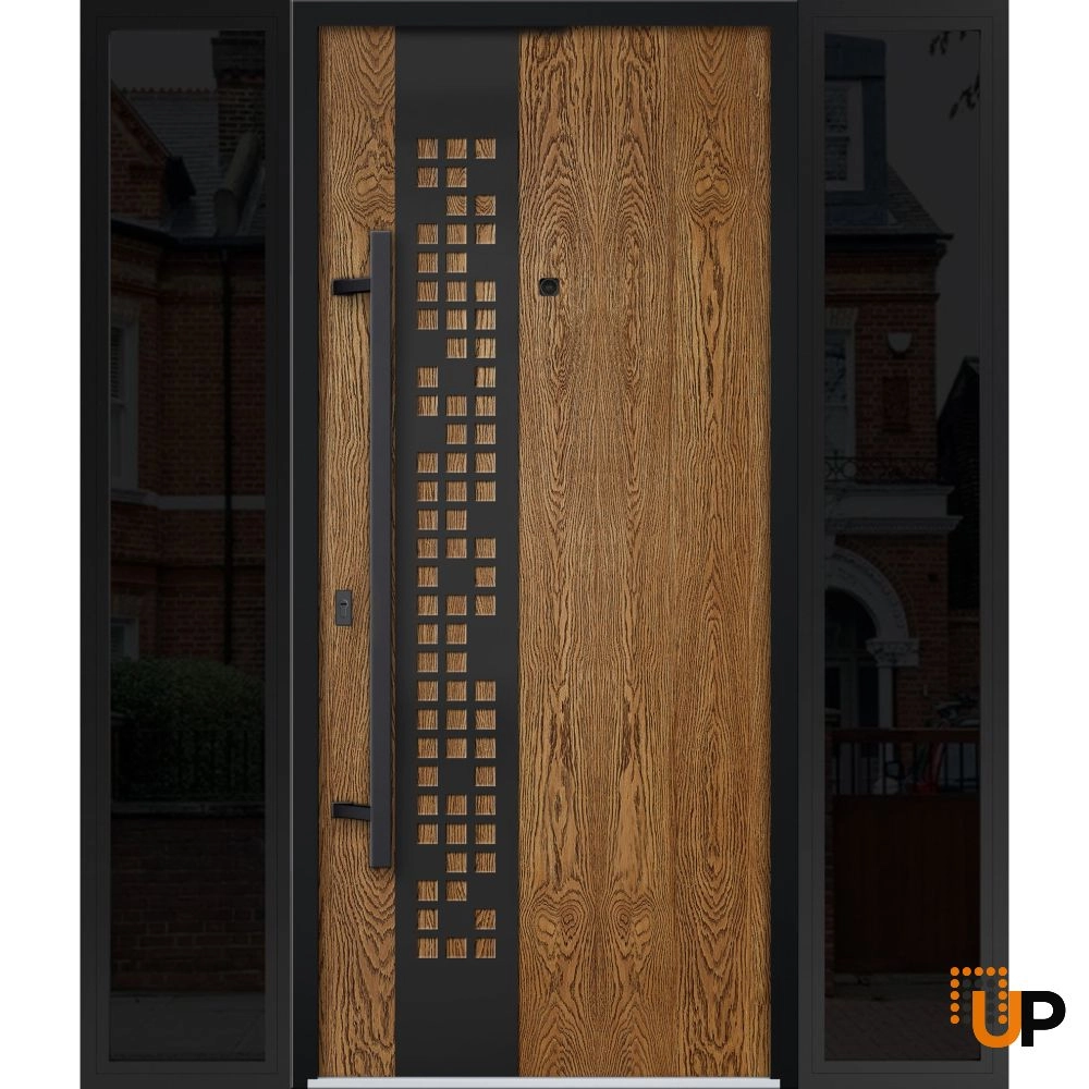 Single swing metal-aluminum modern exterior door | Deux 6678 Oak | 60 x 80 photo#1