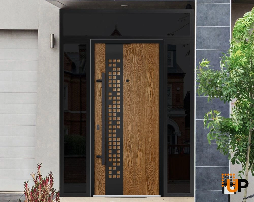 Single swing metal-aluminum modern exterior door | Deux 6678 Oak | 64 x 96 photo#3