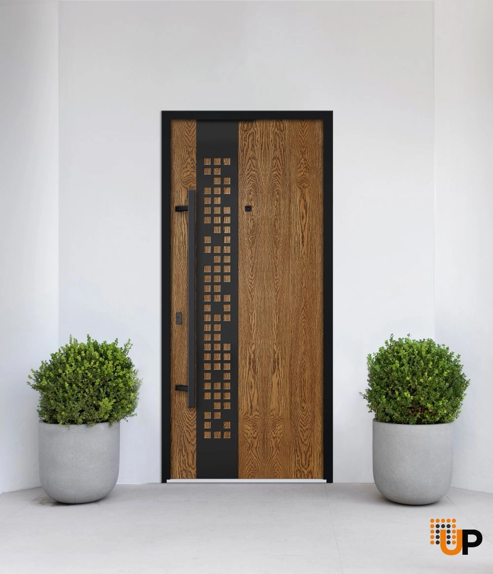 Single swing metal-aluminum modern exterior door | Deux 6678 Oak | 36 x 80 photo#3