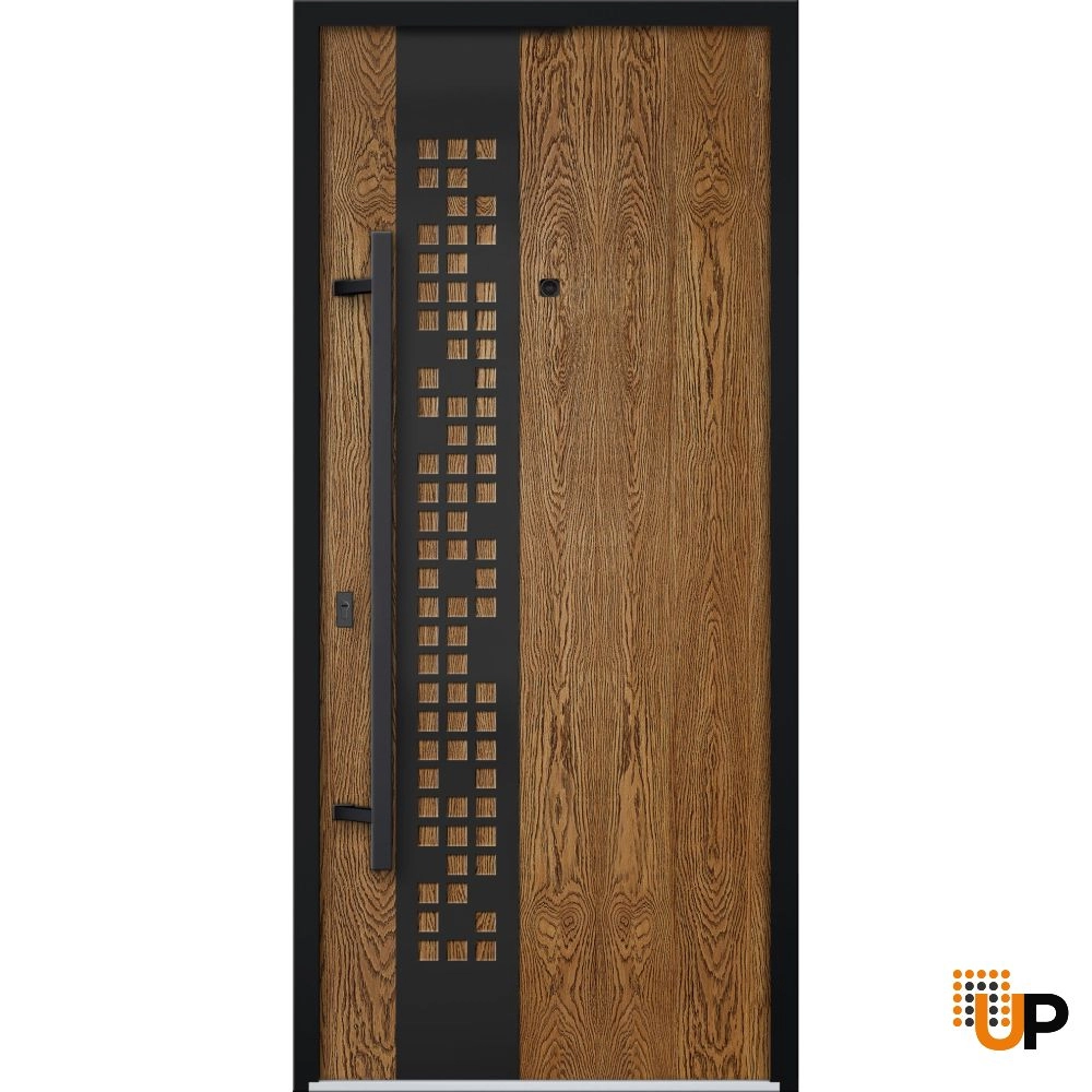 Single swing metal-aluminum modern exterior door | Deux 6678 Oak | 36 x 80 photo#1