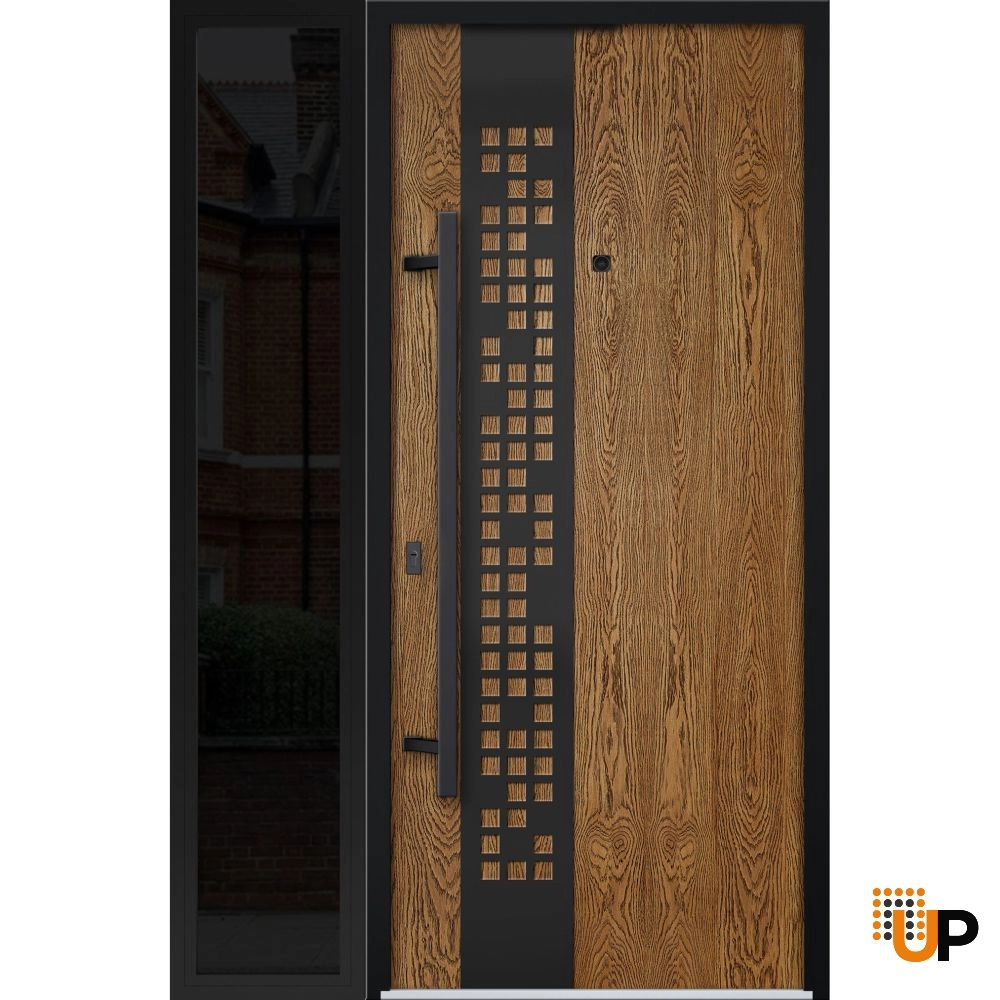 Single swing metal-aluminum modern exterior door | Deux 6678 Oak | 50 x 80 photo#1