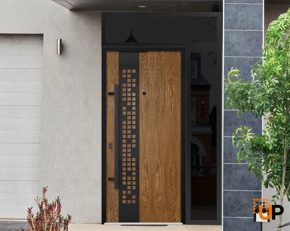 Single swing metal-aluminum modern exterior door | Deux 6678 Oak | 48 x 96 photo#3