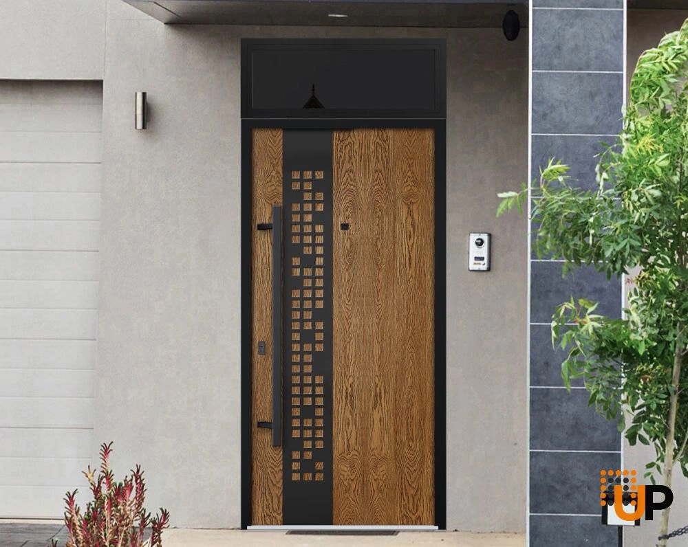 Single swing metal-aluminum modern exterior door | Deux 6678 Oak | 36 x 96 photo#3