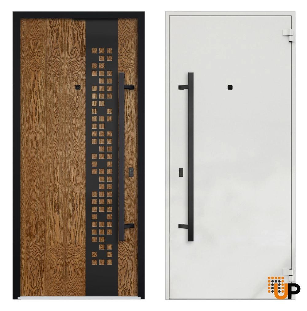 Single swing metal-aluminum modern exterior door | Deux 6678 Oak | 60 x 96 photo#5