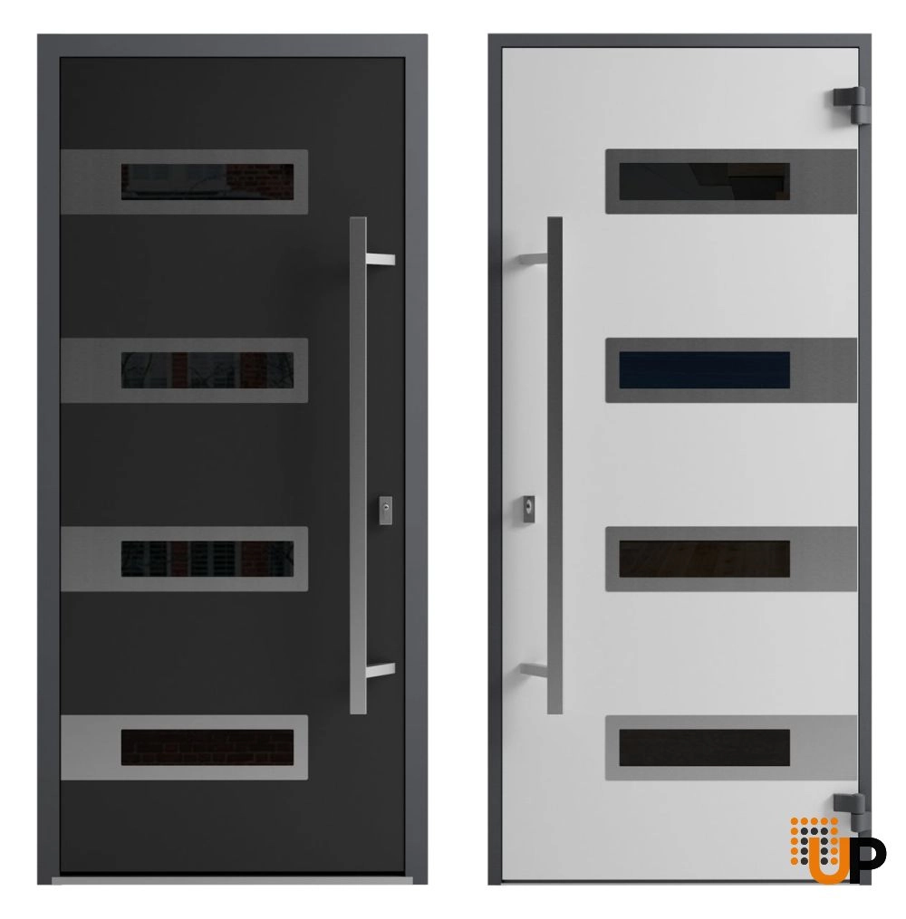 Single swing metal-aluminum modern exterior door with triplex | Ronex 0131 Black | 60 x 80 photo#5