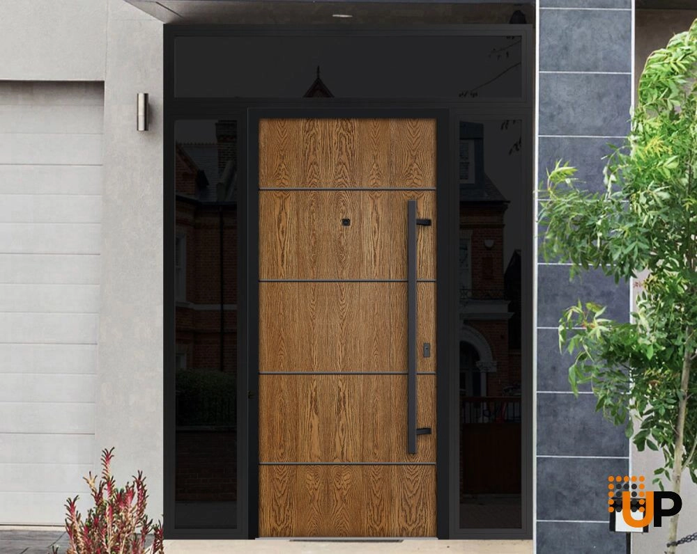 Single swing metal-aluminum modern exterior door | Deux 6683 Oak | 60 x 96 photo#3