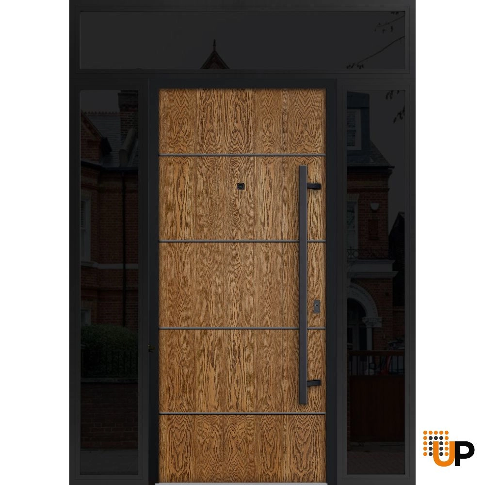 Single swing metal-aluminum modern exterior door | Deux 6683 Oak | 60 x 96 photo#1
