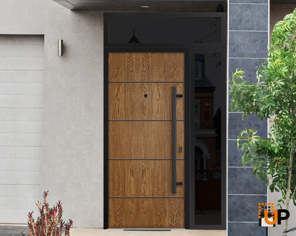 Single swing metal-aluminum modern exterior door | Deux 6683 Oak | 48 x 96 photo#3