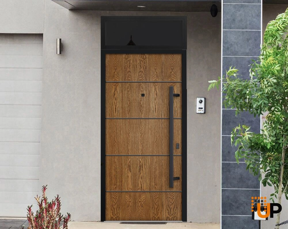 Single swing metal-aluminum modern exterior door | Deux 6683 Oak | 36 x 96 photo#3