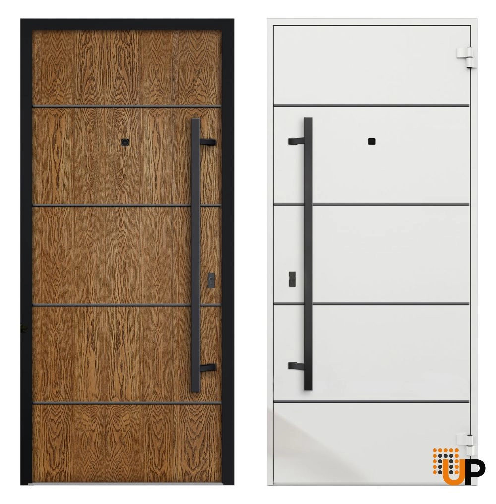 Single swing metal-aluminum modern exterior door | Deux 6683 Oak | 48 x 96 photo#5