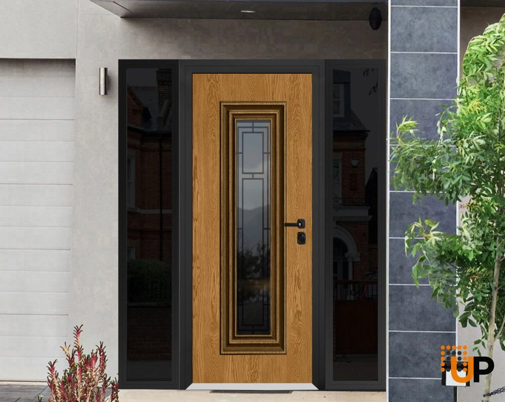 Single swing metal-aluminum classic exterior door with triplex | Ballucio 6644 Oak | 60 x 80 photo#2