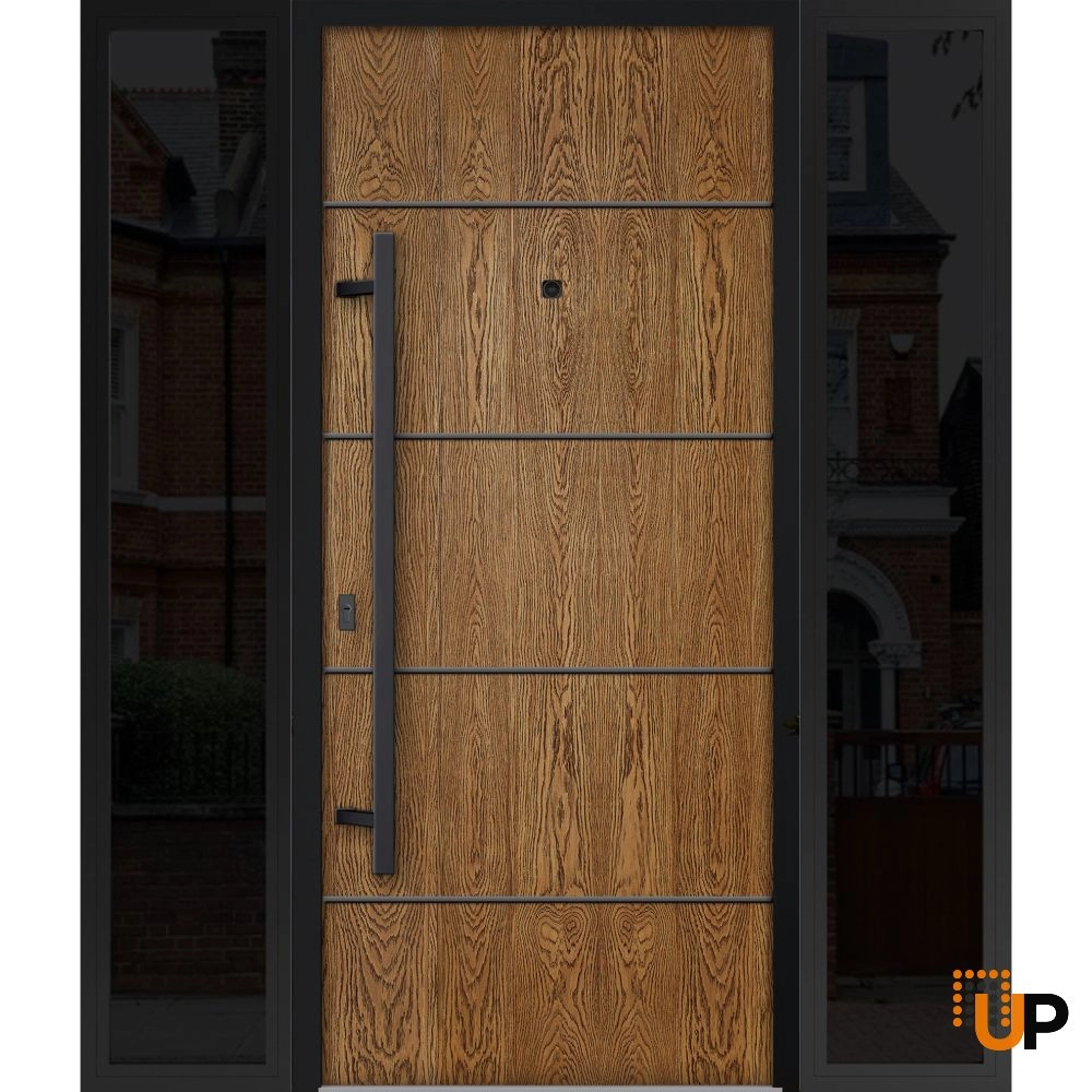 Single swing metal-aluminum modern exterior door | Deux 6683 Oak | 60 x 80 photo#1