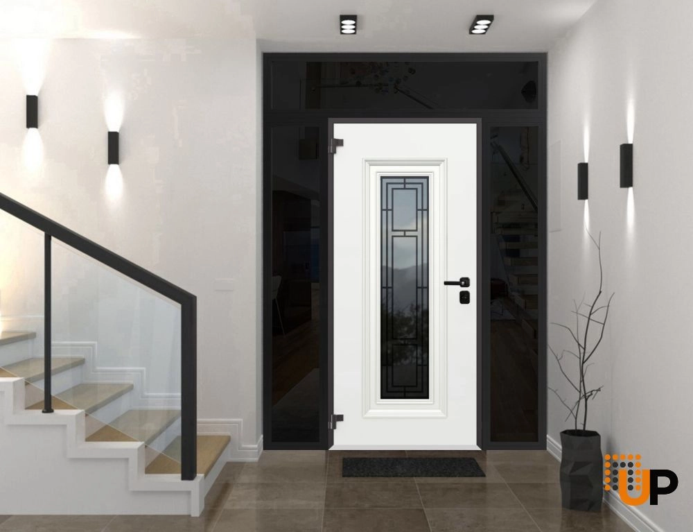 Single swing metal-aluminum classic exterior door with triplex glass | Ballucio 6644 Oak | 64 x 96 photo#3