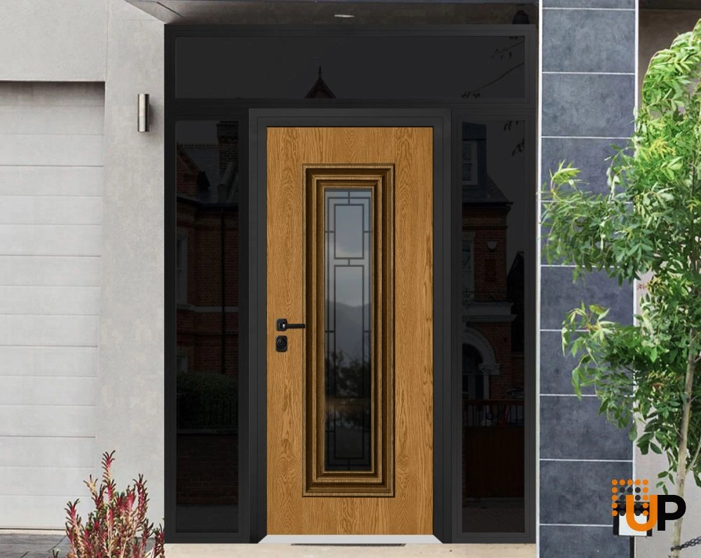 Single swing metal-aluminum classic exterior door with triplex glass | Ballucio 6644 Oak | 64 x 96 photo#2