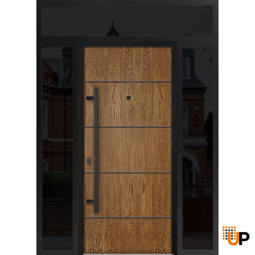 Single swing metal-aluminum modern exterior door | Deux 6683 Oak | 60 x 96 photo#1