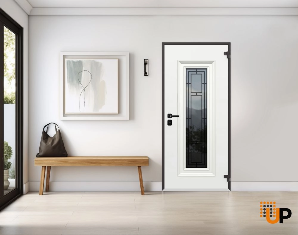 Single swing metal-aluminum classic exterior door with triplex | Ballucio 6644 Oak | 36 x 80 photo#3