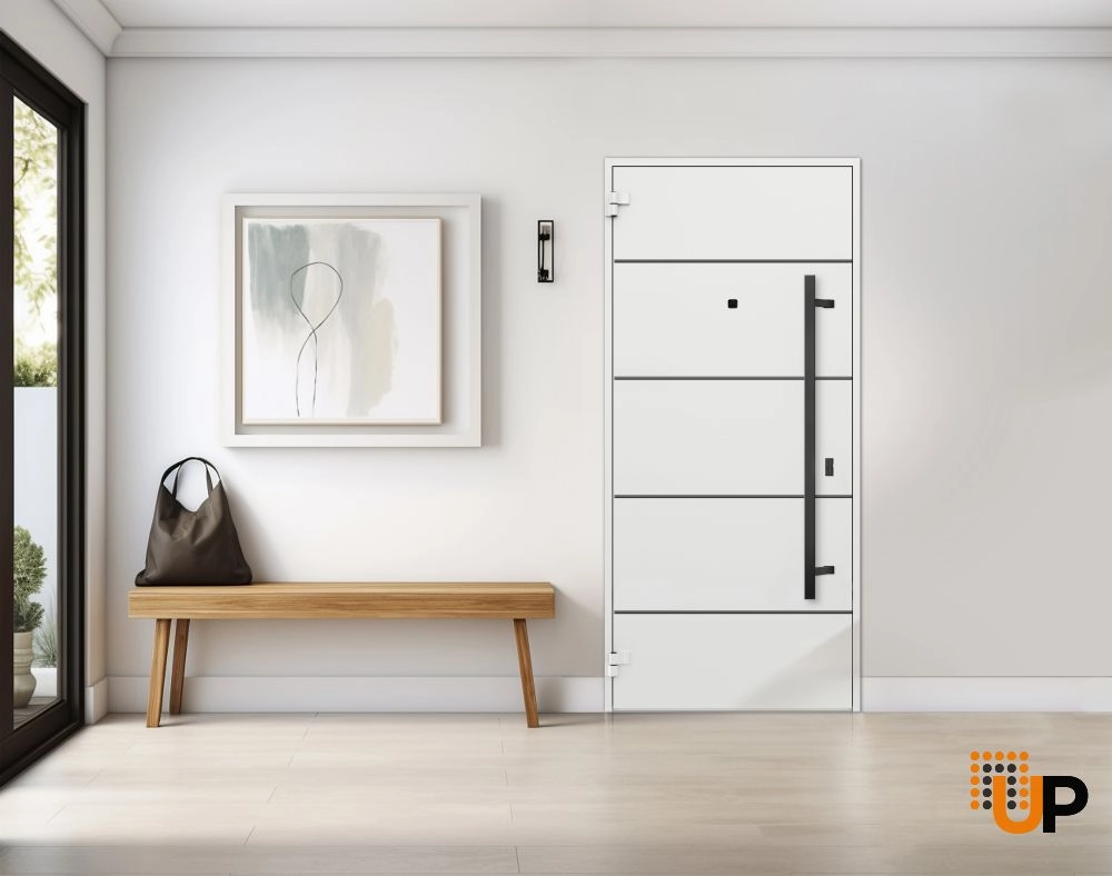 Single swing metal-aluminum modern exterior door | Deux 6683 Oak | 36 x 80 photo#4