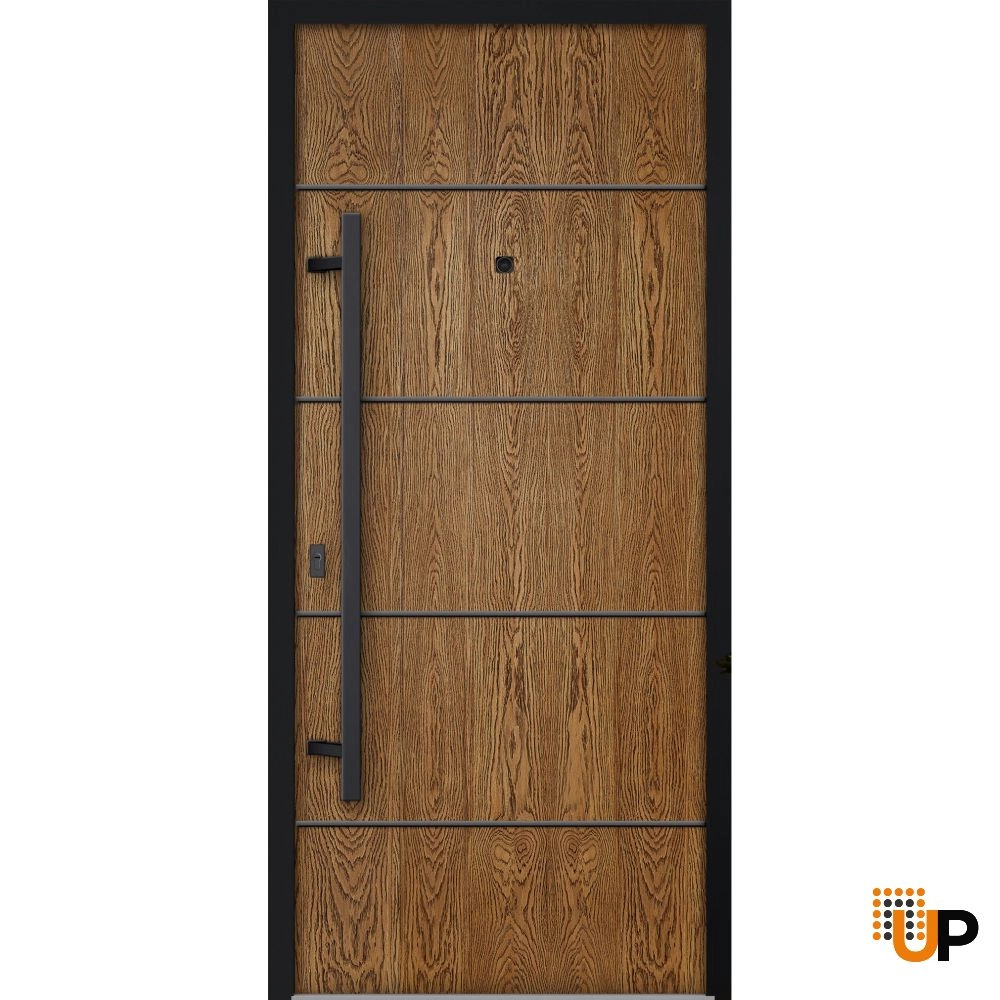 Single swing metal-aluminum modern exterior door | Deux 6683 Oak | 36 x 80 photo#1