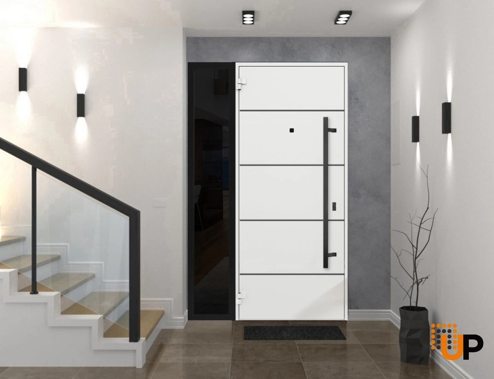 Single swing metal-aluminum modern exterior door | Deux 6683 Oak | 48 x 80 photo#4