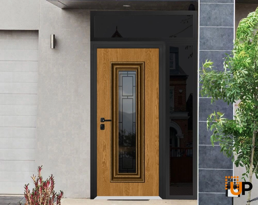 Single swing metal-aluminum classic exterior door with triplex glass | Ballucio 6644 Oak | 52 x 96 photo#2
