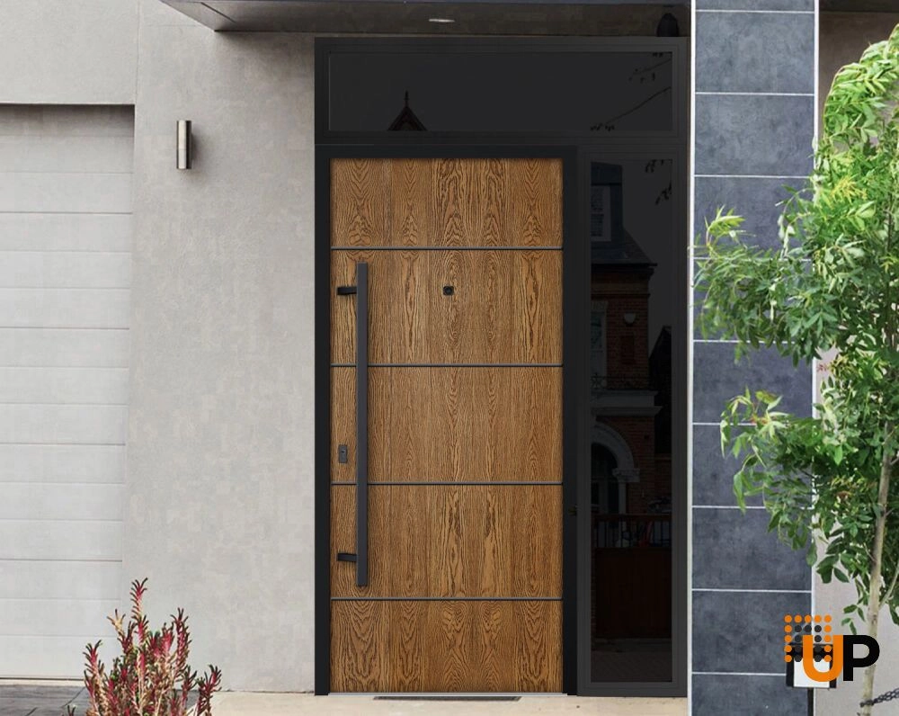 Single swing metal-aluminum modern exterior door | Deux 6683 Oak | 52 x 96 photo#3