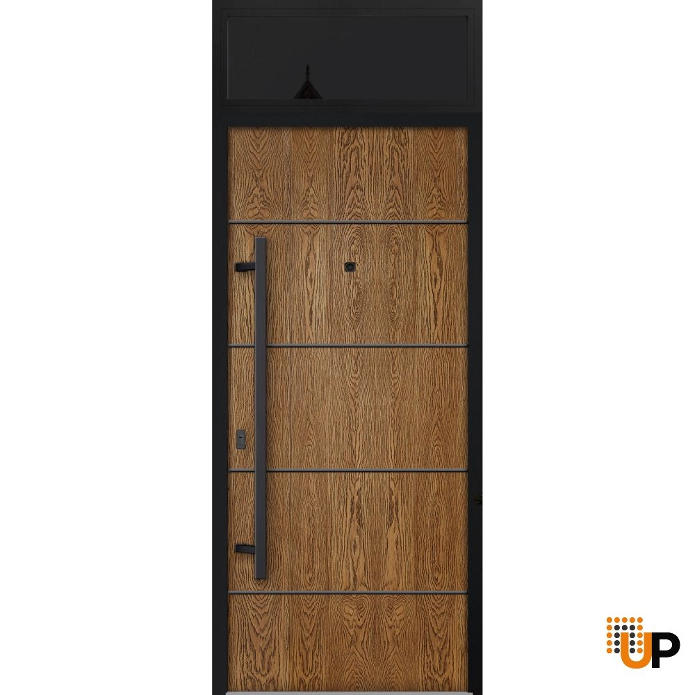 Single swing metal-aluminum modern exterior door | Deux 6683 Oak | 36 x 96 photo#1