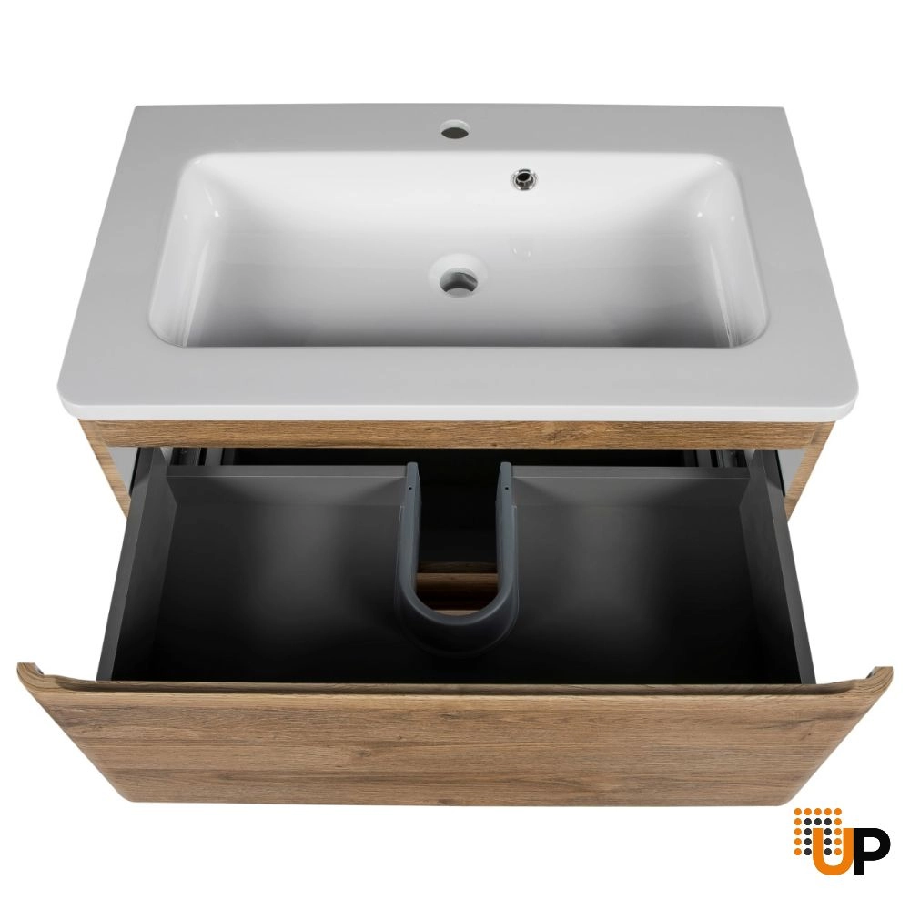 Modern Free Standing Bathroom Vanity with Washbasin | Comfort Teak Natural Collection | Non-Toxic Fire-Resistant MDF photo#4