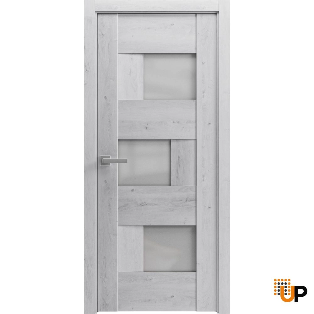 Single mdf modern interior swing door with frosted glass | Sete 6933 Nordic White | 18 x 80 photo#1