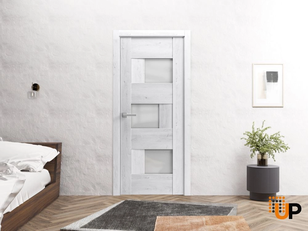 Single mdf modern interior swing door with frosted glass | Sete 6933 Nordic White | 18 x 80 photo#2