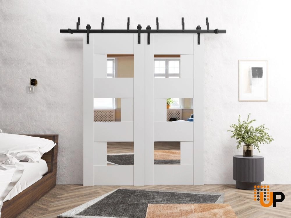 Single mdf interior door slab with mirror glass | Sete 6999 White | 18 x 96 photo#5