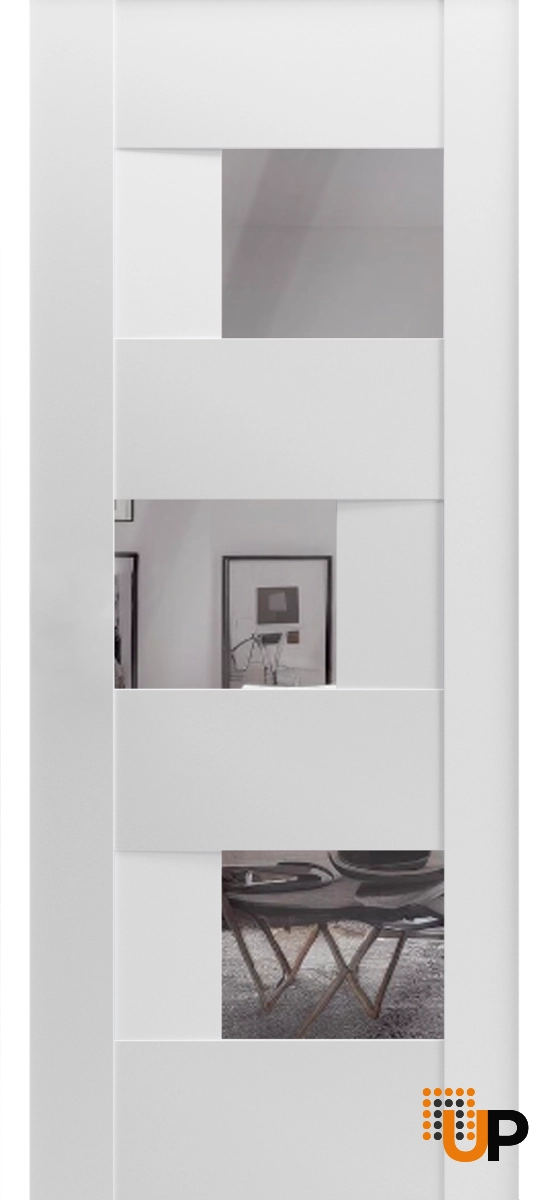 Single mdf interior door slab with mirror glass | Sete 6999 White | 36 x 80 photo#2
