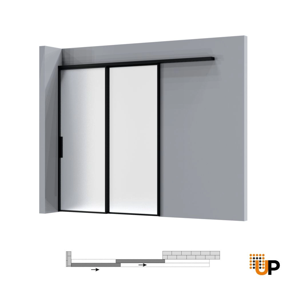 Lumo 1900 interior barn bypass door 48x80 (2* 24x80) black aluminum Photo #6