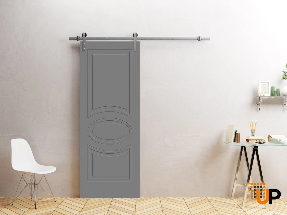 Single solid core sliding interior barn door | Mela 7001 Painted Grey | 18 x 80 photo#2