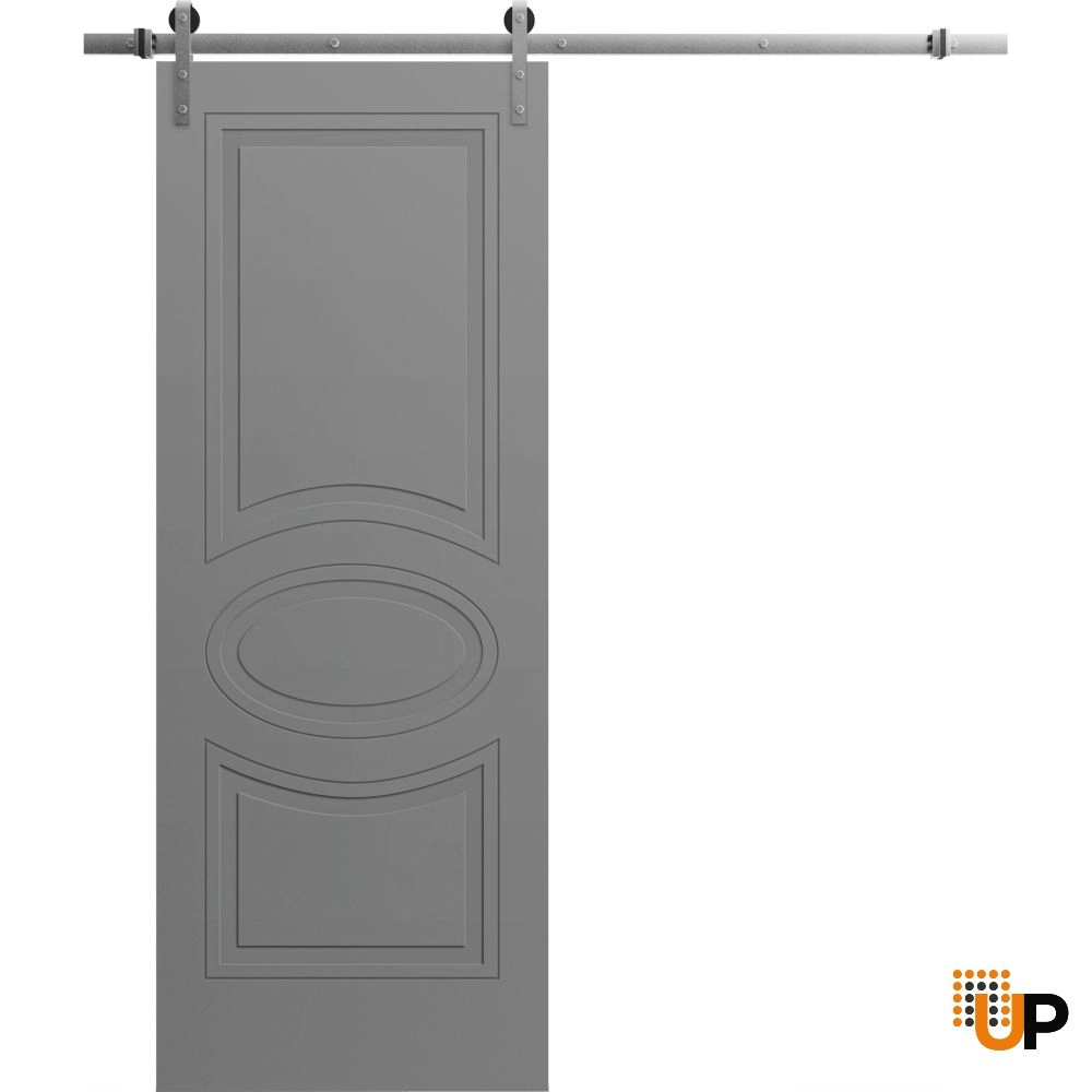 Single solid core sliding interior barn door | Mela 7001 Painted Grey | 18 x 80 photo#1