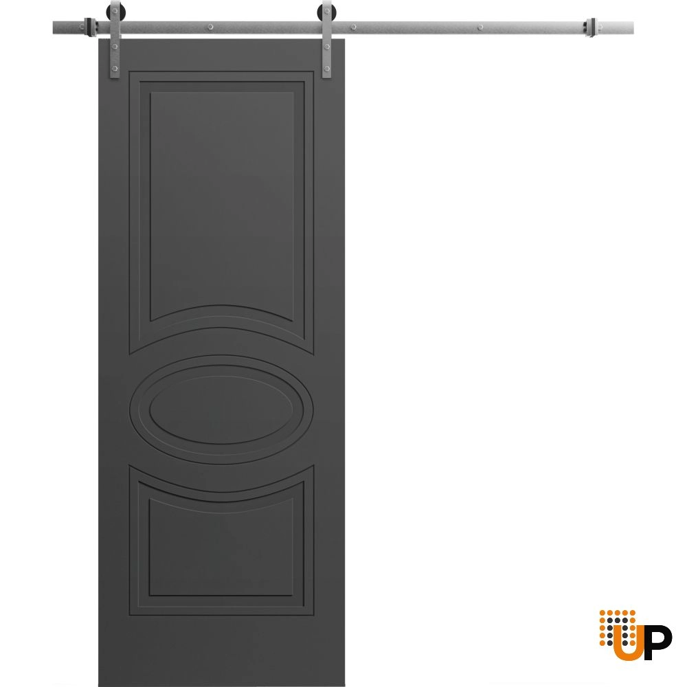 Single solid core sliding interior barn door | Mela 7001 Painted Black | 18 x 80 photo#1
