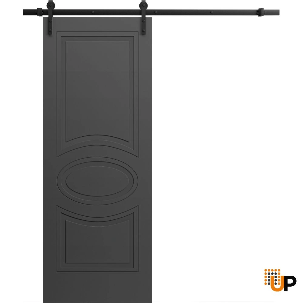 Single solid core sliding interior barn door | Mela 7001 Painted Black | 18 x 80 photo#1