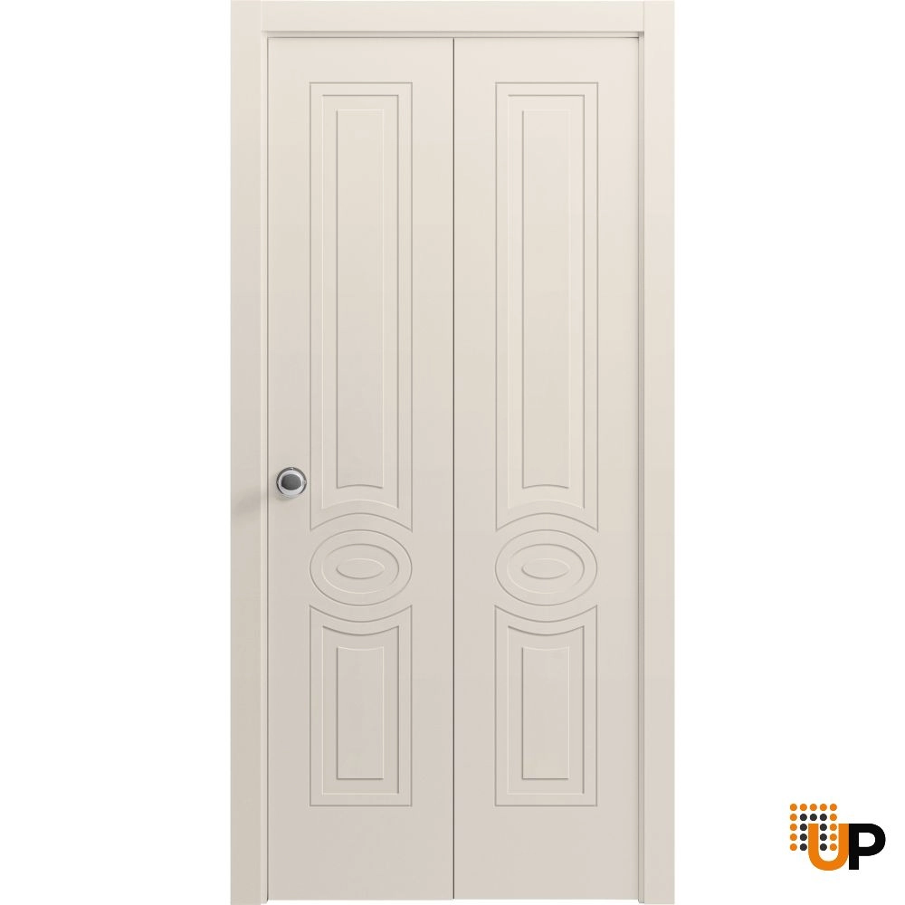 2 folding panels solid core sliding interior bi-fold door | Mela 7001 Painted Creamy | 36 x 80 (2* 18x80) photo#1