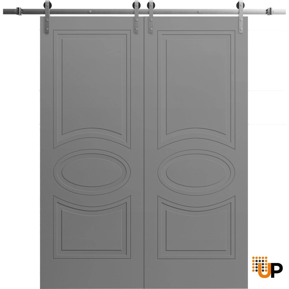Double solid core sliding classic interior barn double door | Mela 7001 Painted Grey | 36 x 80 (2* 18x80) photo#1