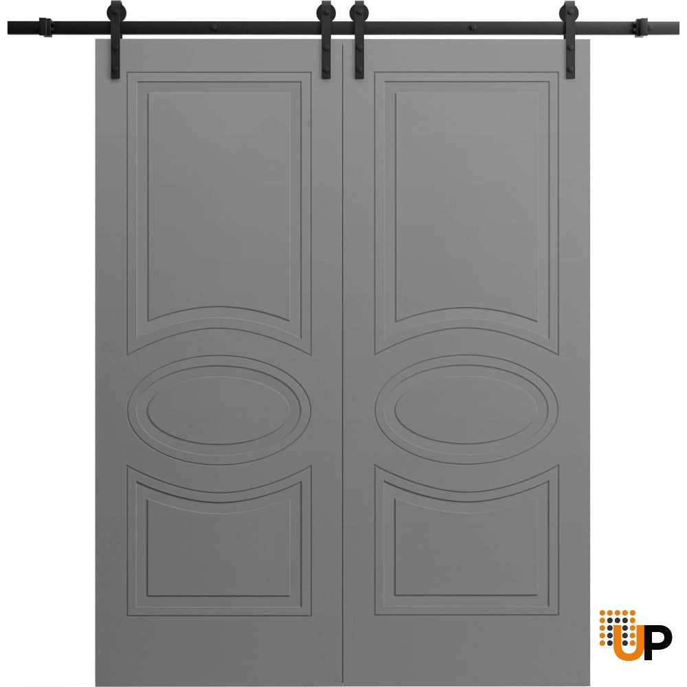 Double solid core sliding classic interior barn double door | Mela 7001 Painted Grey | 36 x 80 (2* 18x80) photo#1