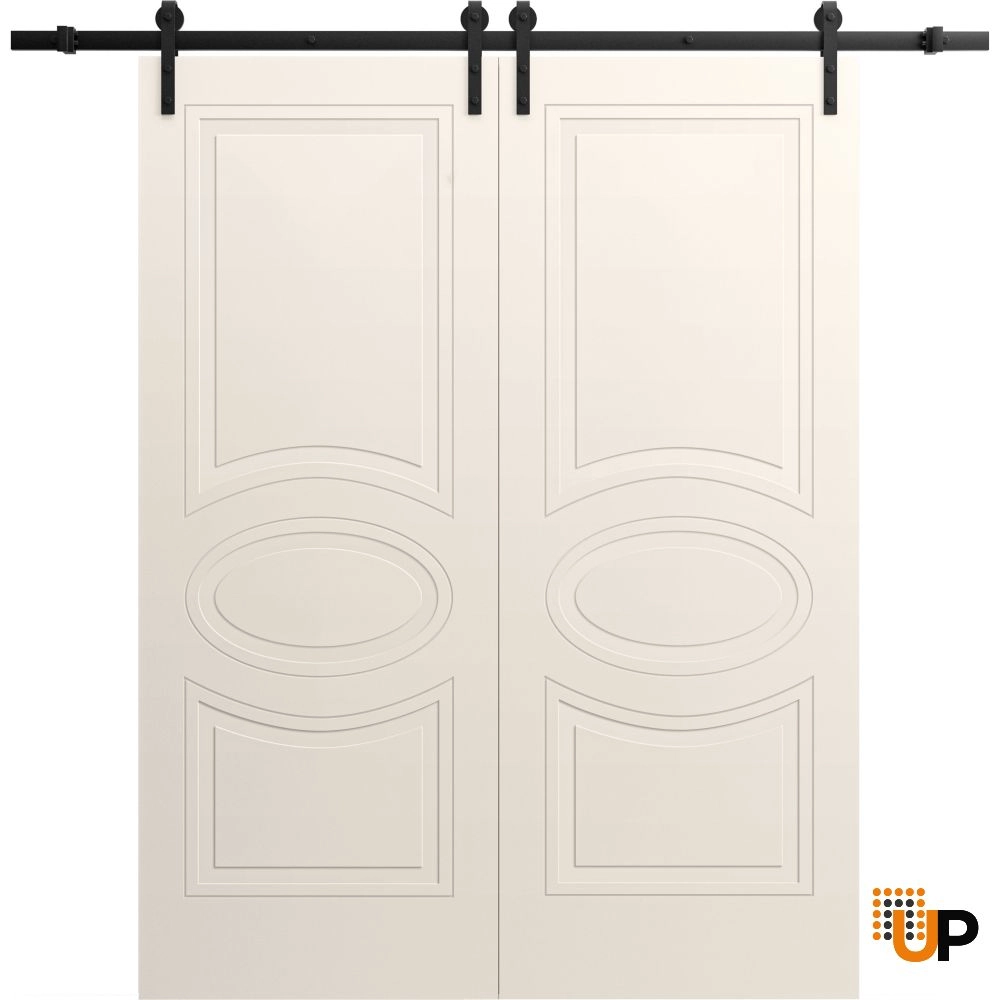Double solid core sliding classic interior barn double door | Mela 7001 Painted Creamy | 36 x 80 (2* 18x80) photo#1