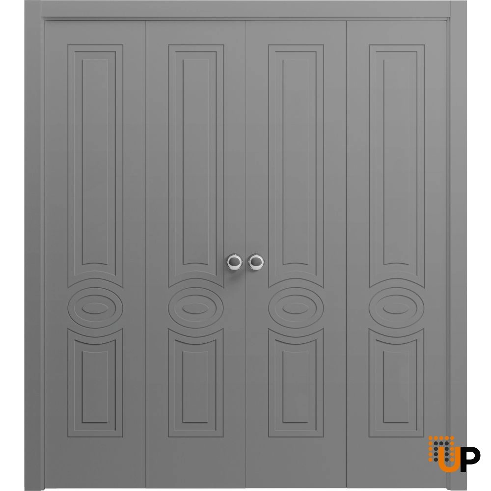 4 folding panels solid core sliding interior bi-fold double door | Mela 7001 Painted Grey | 72 x 80 (4* 18x80) photo#1