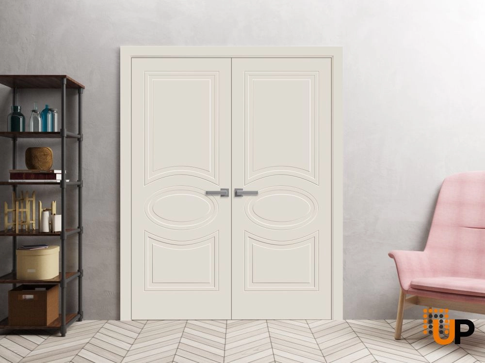 Double solid core french interior swing double door | Mela 7001 Painted Creamy | 36 x 80 (2* 18x80) photo#2